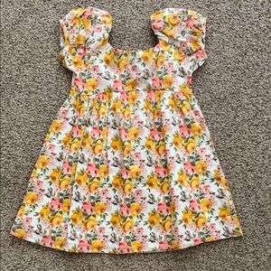 Janie and Jack Yellow and Pink Floral Puff Sleeve Dress